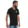 Man In Black Shirt Side View with Grow Moringa on Left Chest